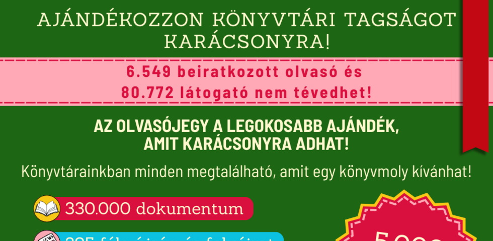 Ajándékozzon könyvtári tagságot! Ajándékozzon könyvtári tagságot!