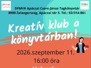 Kreat�v klub a k�nyvt�rban - szeptember