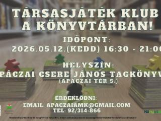 T�rsasj�t�k klub a k�nyvt�rban! - 2026. m�jus