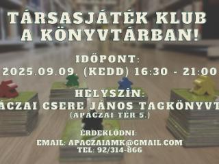 Társasjáték klub - szeptember 9! Társasjáték klub - szeptember 9!