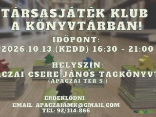 T�rsasj�t�k klub a k�nyvt�rban! - 2026. okt�ber
