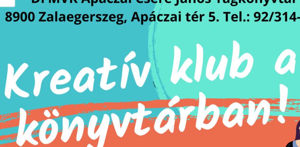 Kreat�v klub a k�nyvt�rban! - 2026. m�jus 22