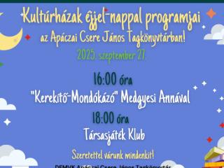 Kultúrházak éjjel-nappal programjai a könyvtárban Kultúrházak éjjel-nappal programjai a könyvtárban
