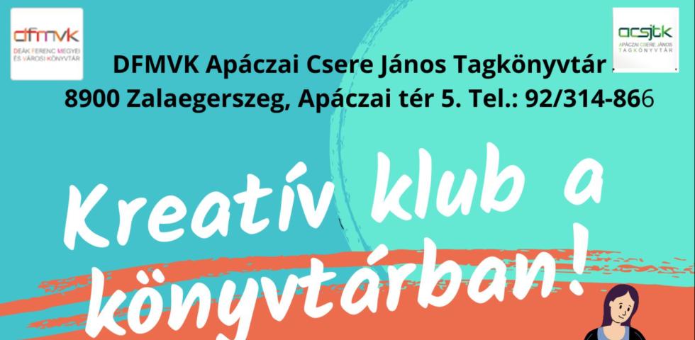 Kreat�v klub a k�nyvt�rban - szeptember