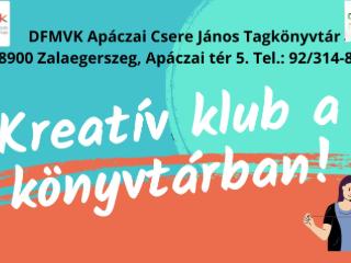 Kreat�v klub a k�nyvt�rban! - 2026. m�jus 22
