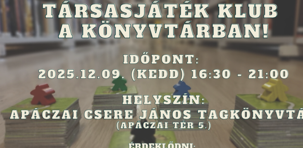 Társasjáték klub - 2025. december Társasjáték klub - 2025. december