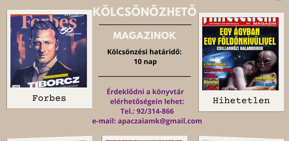Kölcsönözhető magazinok - 2026 Kölcsönözhető magazinok - 2026