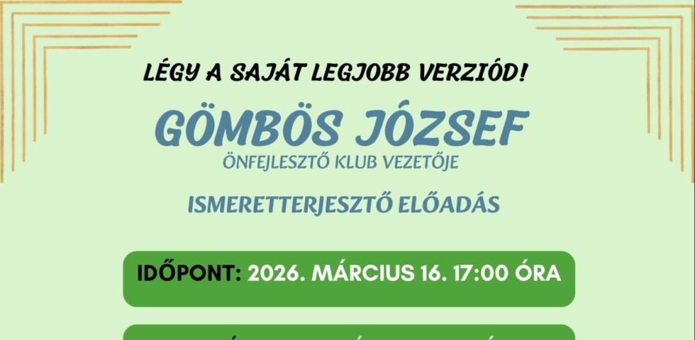 Vendégünk: Gömbös József az Önfejlesztő Klub vezetője Vendégünk: Gömbös József az Önfejlesztő Klub vezetője